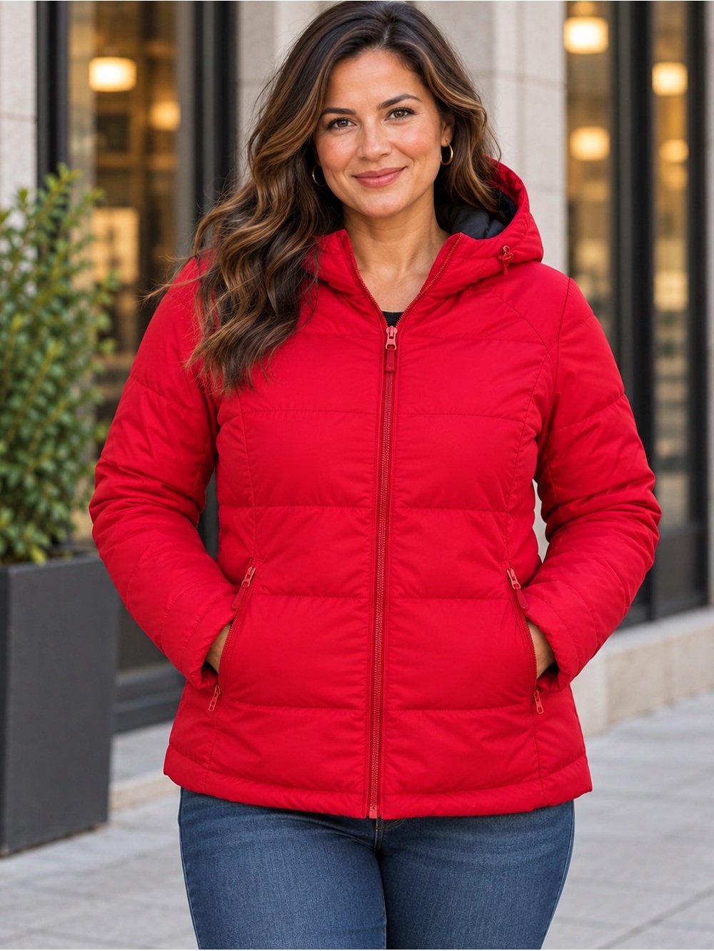 Time and Tru Red Packable Puffer Jacket Large 12-14
